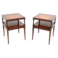 Pair of Antique Georgian Style Leather Top Side Tables