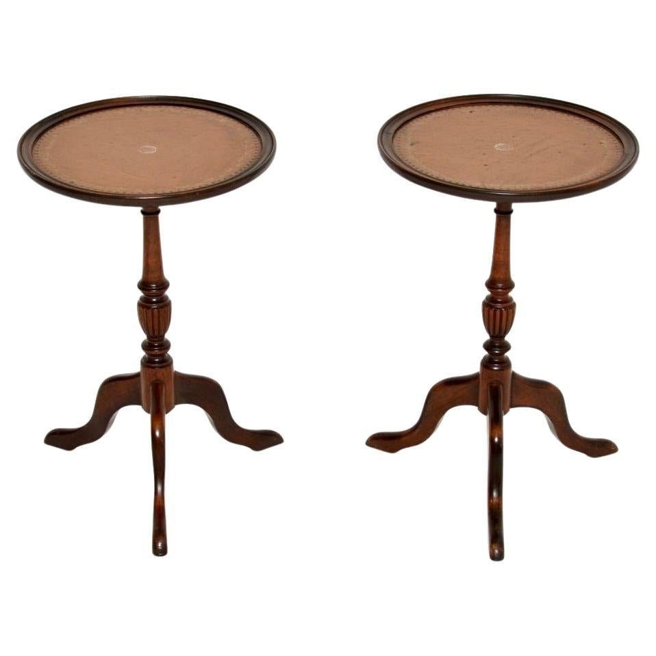 Pair of Antique Georgian Style Leather Top Wine Tables