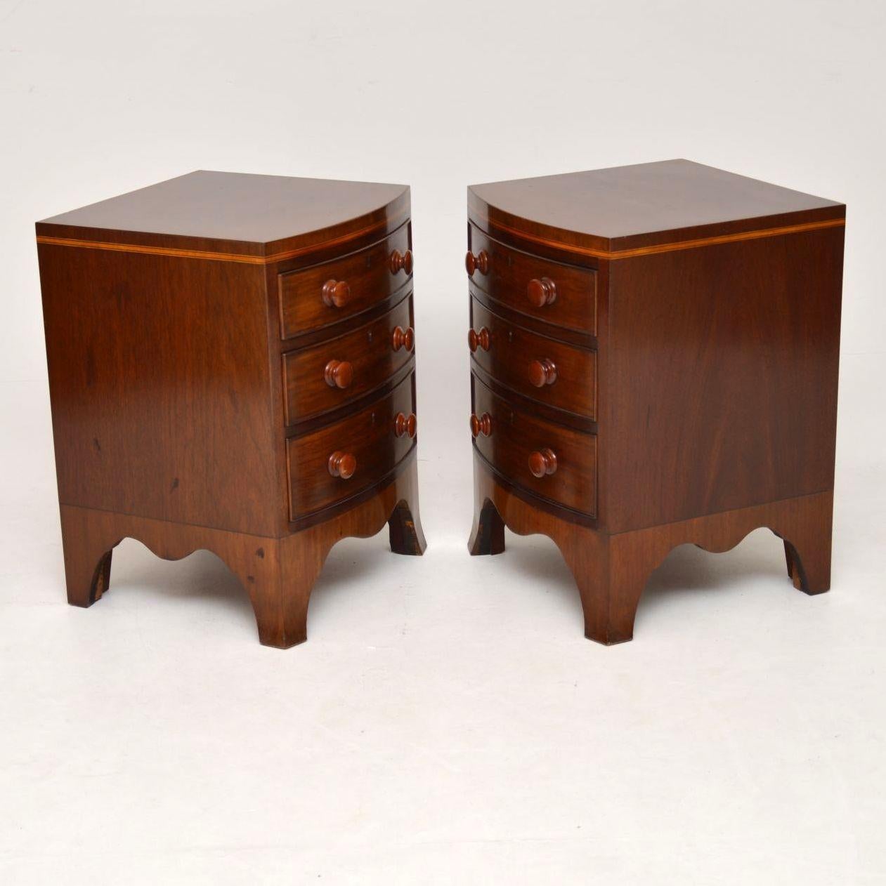 George III Pair of Antique Georgian Style Mahogany Bedside Chests