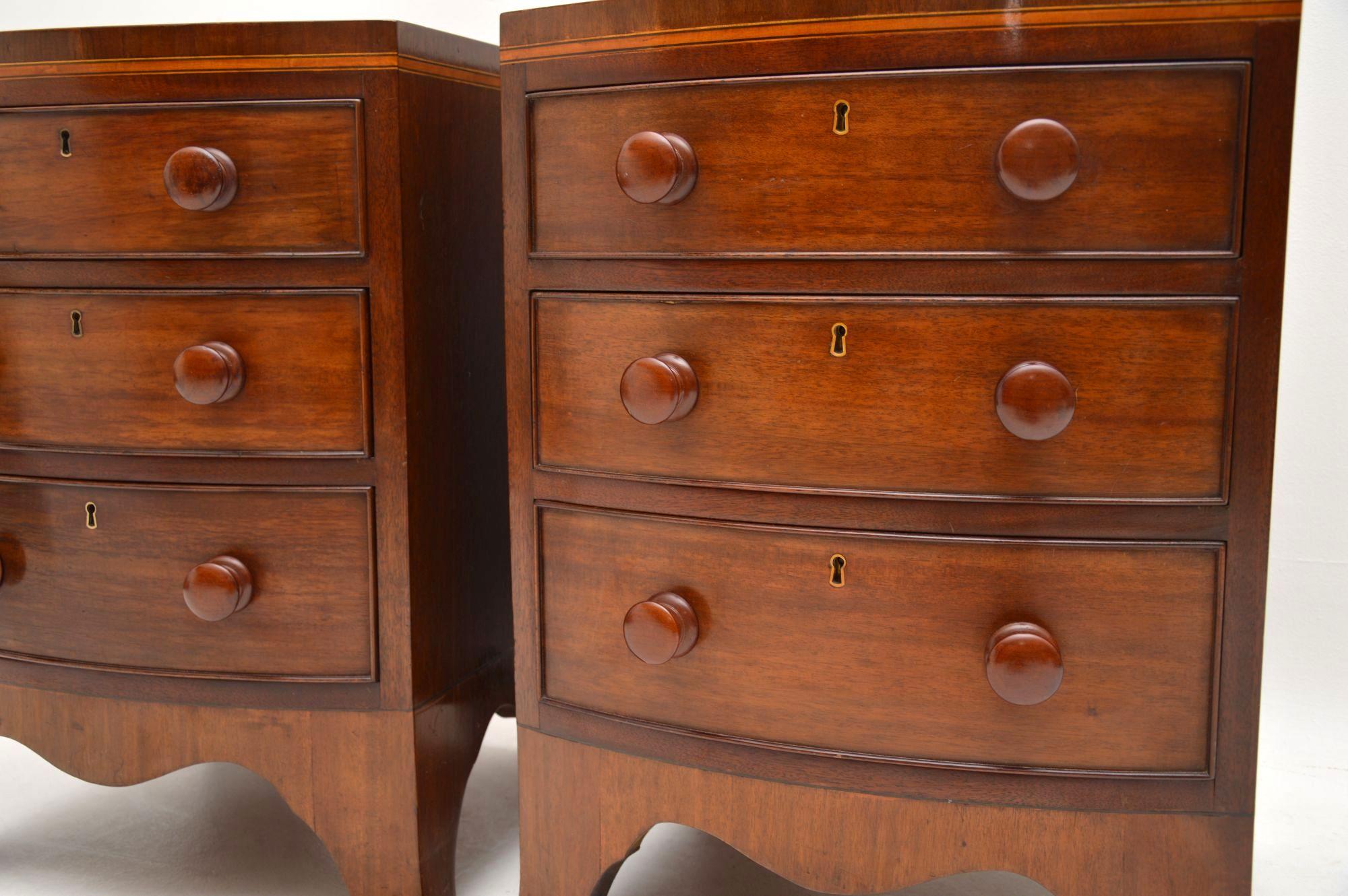 Pair of Antique Georgian Style Mahogany Bedside Chests 1