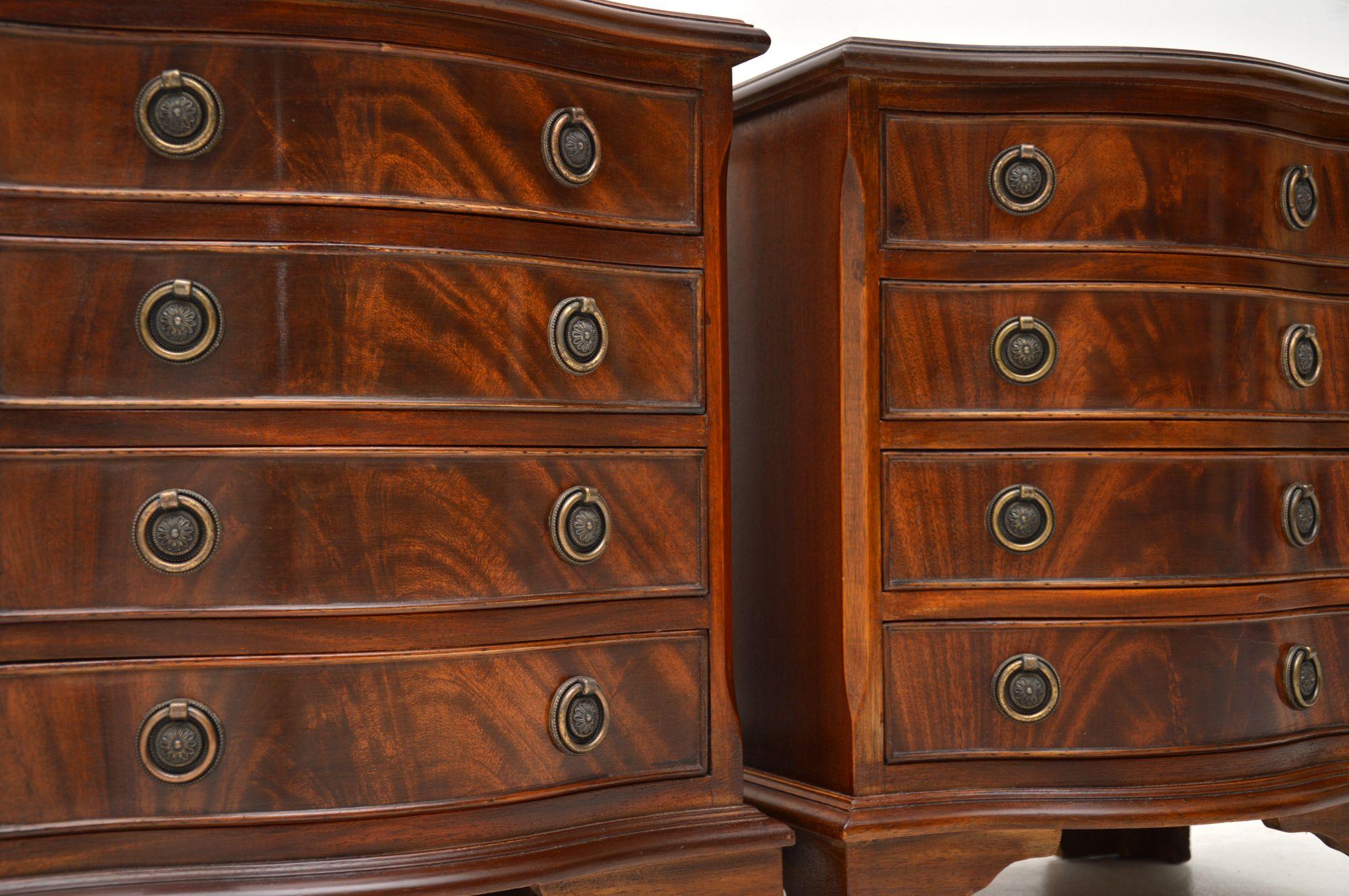 Pair of Antique Georgian Style Mahogany Bedside Chests 1