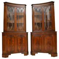 Pair of Retro Georgian Style Mahogany Corner Cabinets