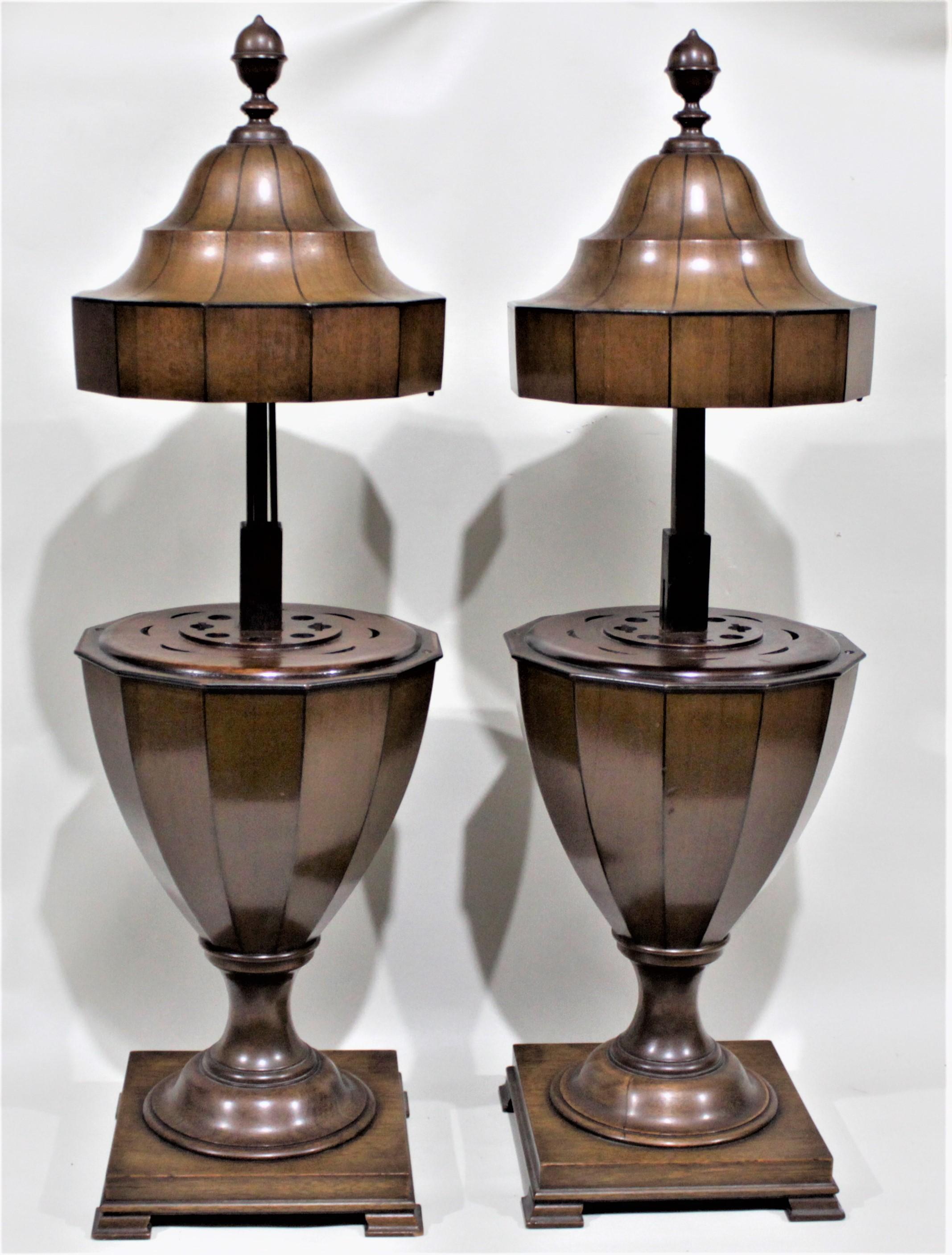 Hand-Crafted Pair of Antique Georgian Style Mahogany Knife Urns or Boxes