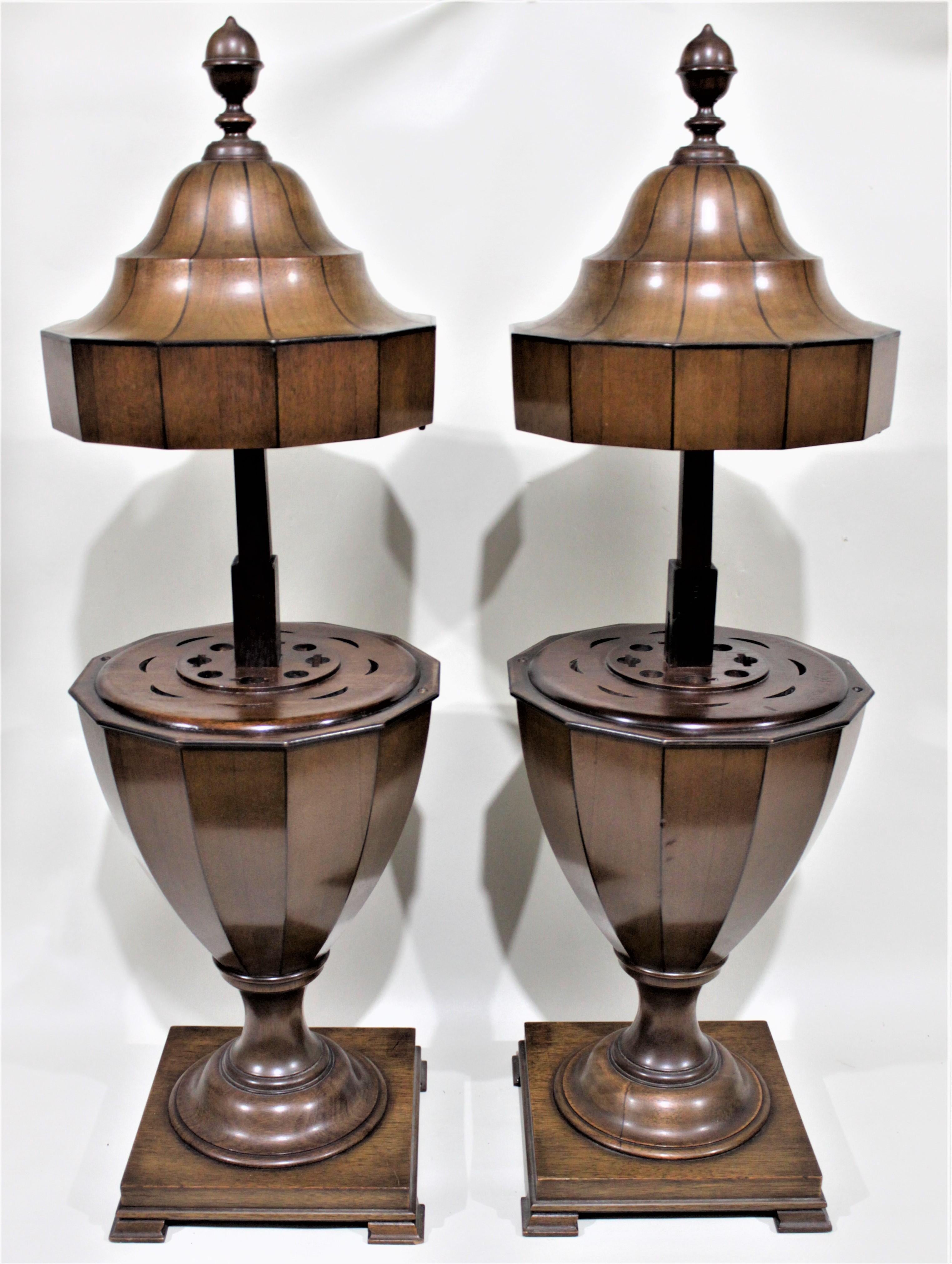 Pair of Antique Georgian Style Mahogany Knife Urns or Boxes In Good Condition In Hamilton, Ontario