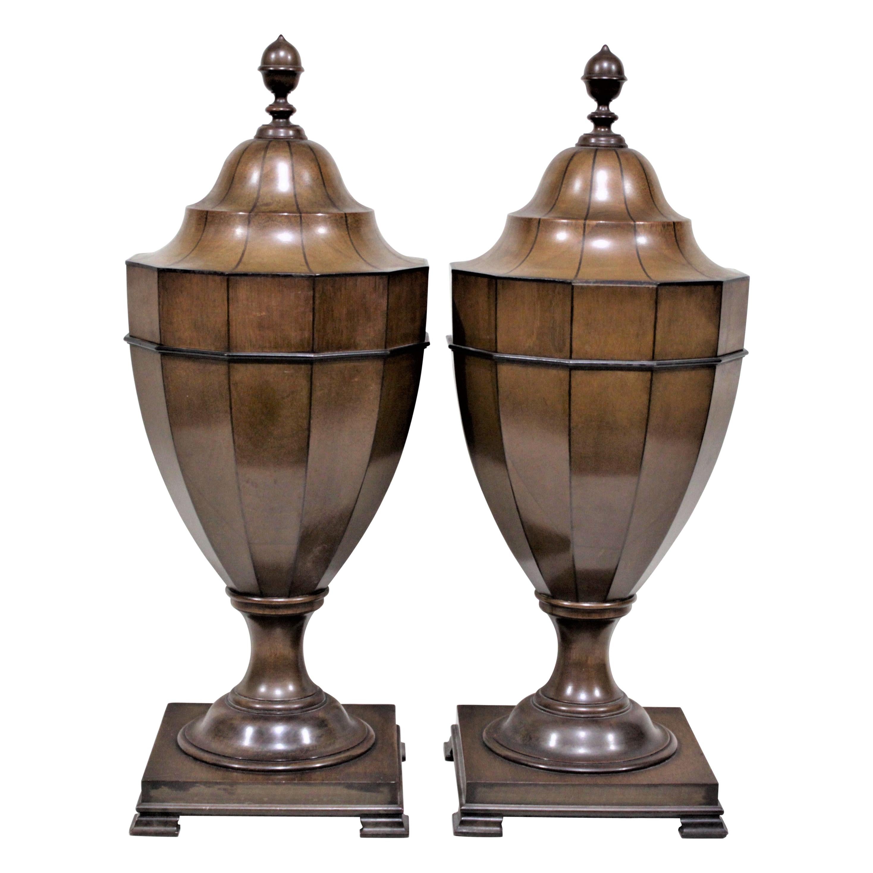 Pair of Antique Georgian Style Mahogany Knife Urns or Boxes