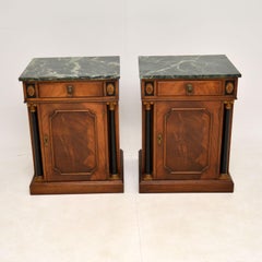 Pair of Antique Georgian Style Marble Top Bedside Cabinets
