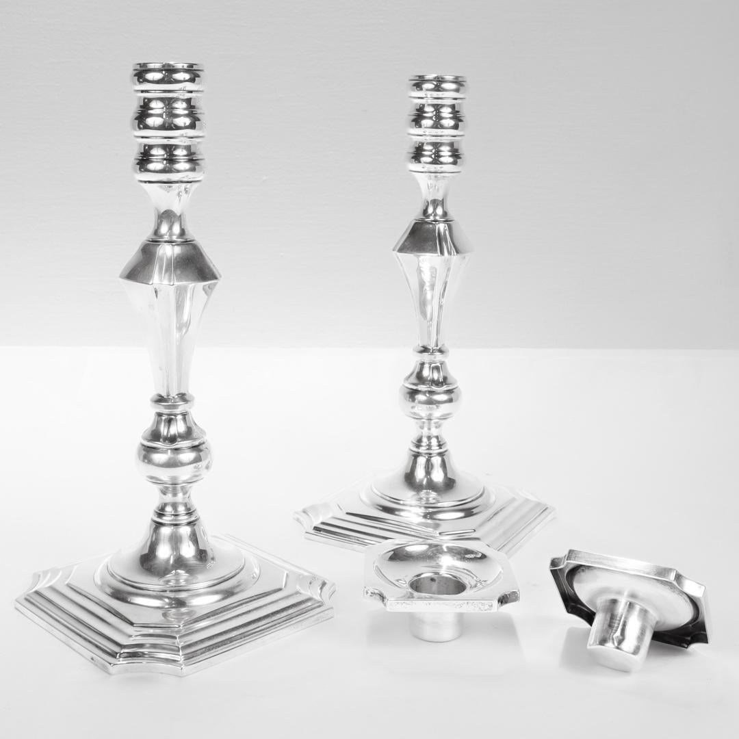Pair of Antique Georgian Style Redlich & Co. Sterling Silver 9-Inch Candlesticks For Sale 5