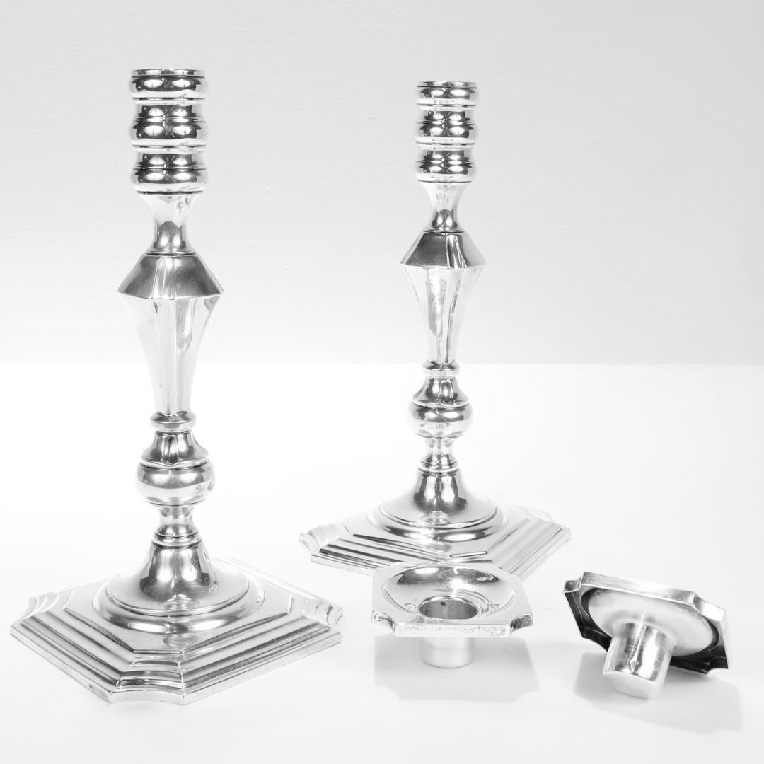 Pair of Antique Georgian Style Redlich & Co. Sterling Silver 9-Inch Candlesticks For Sale 6