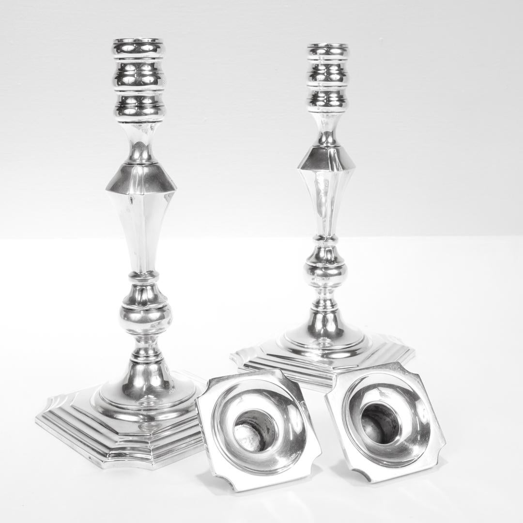 Pair of Antique Georgian Style Redlich & Co. Sterling Silver 9-Inch Candlesticks For Sale 7
