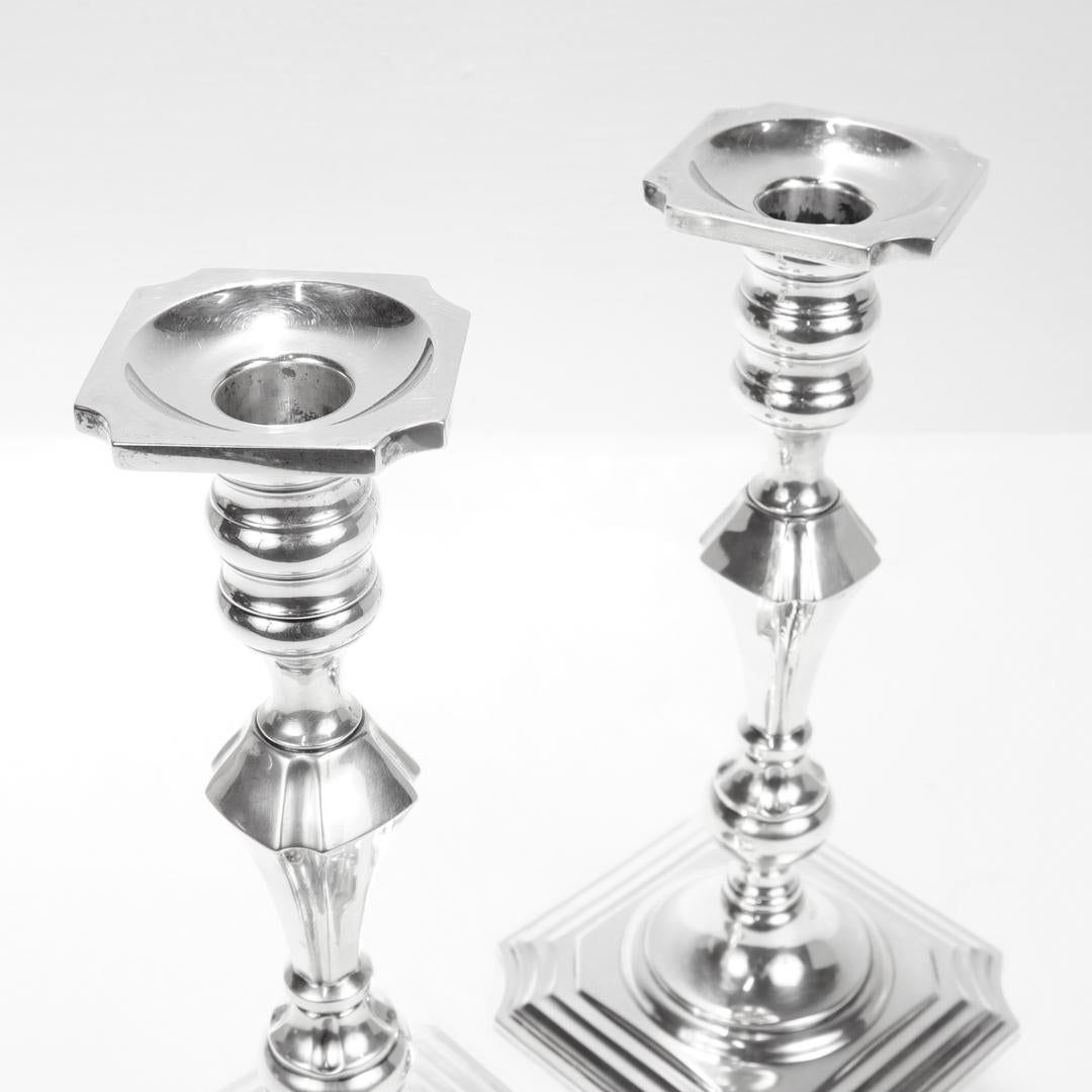 Pair of Antique Georgian Style Redlich & Co. Sterling Silver 9-Inch Candlesticks For Sale 8