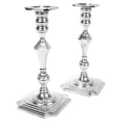 Pair of Antique Georgian Style Redlich & Co. Sterling Silver 9-Inch Candlesticks
