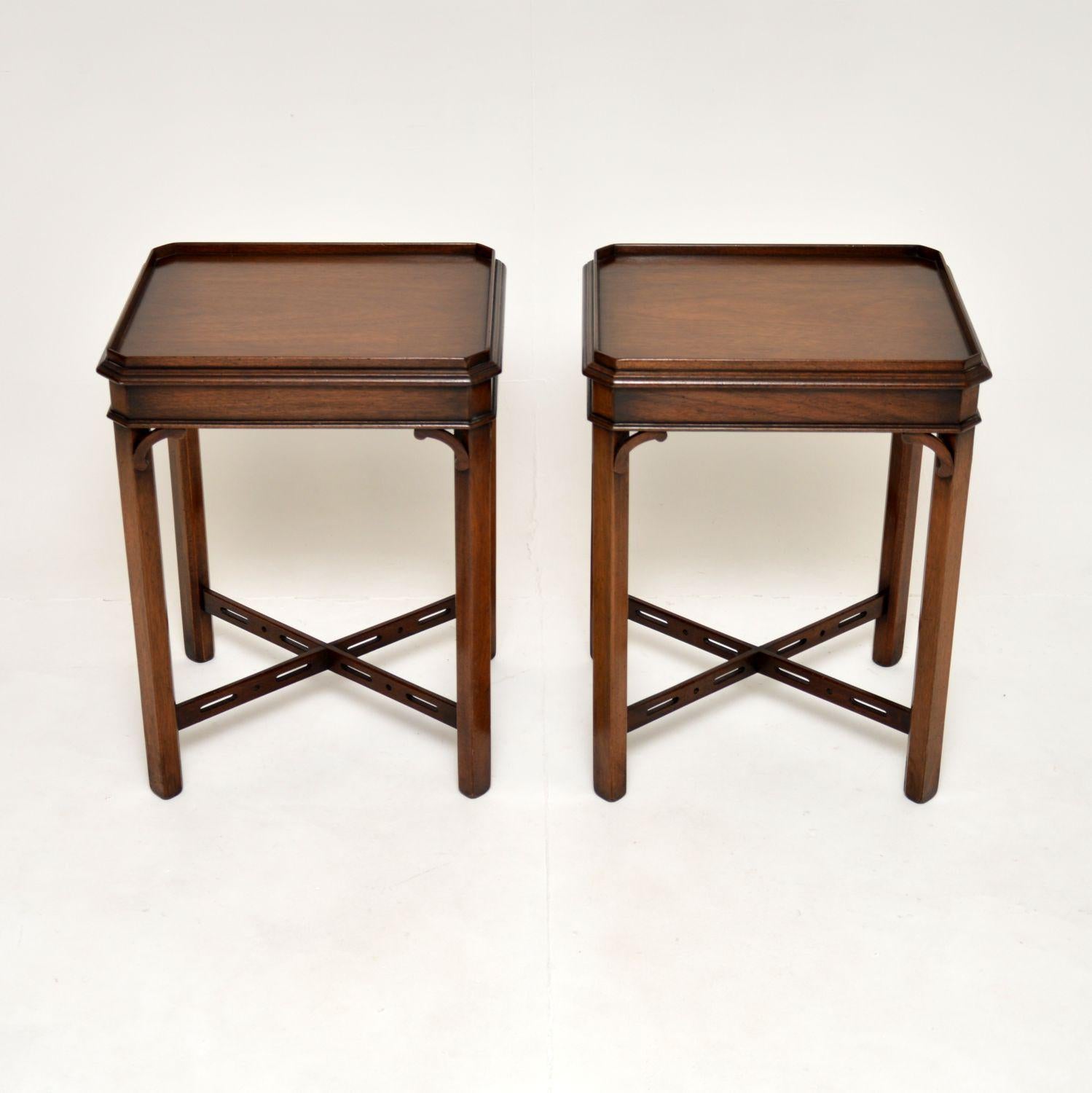 Chippendale Pair of Antique Georgian Style Side Tables