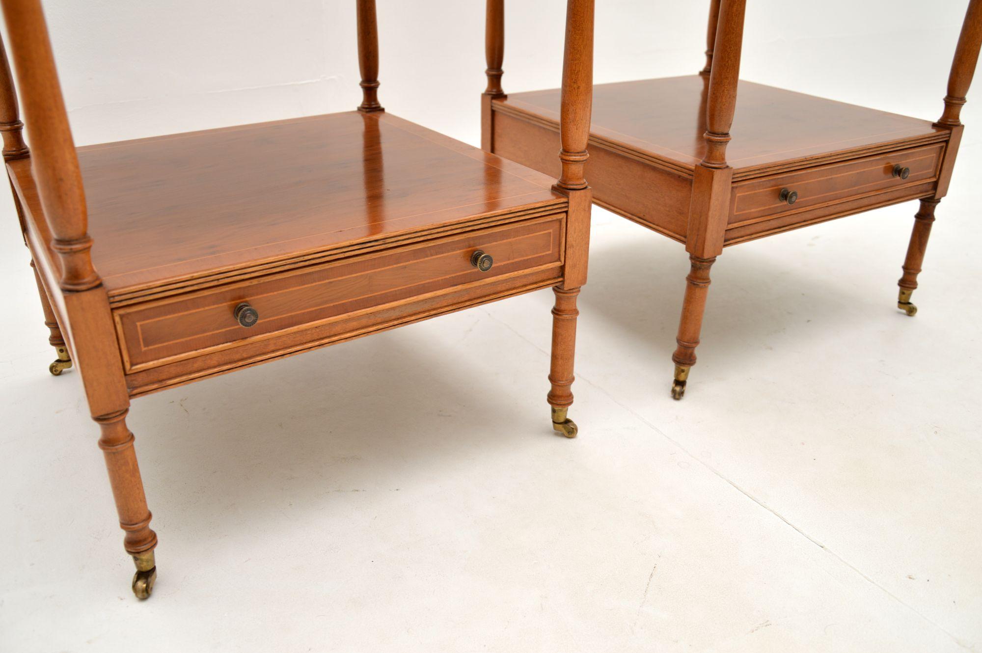 Pair of Antique Georgian Style Side Tables in Yew Wood 5