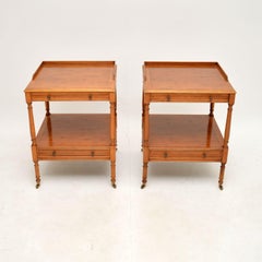 Pair of Antique Georgian Style Side Tables in Yew Wood