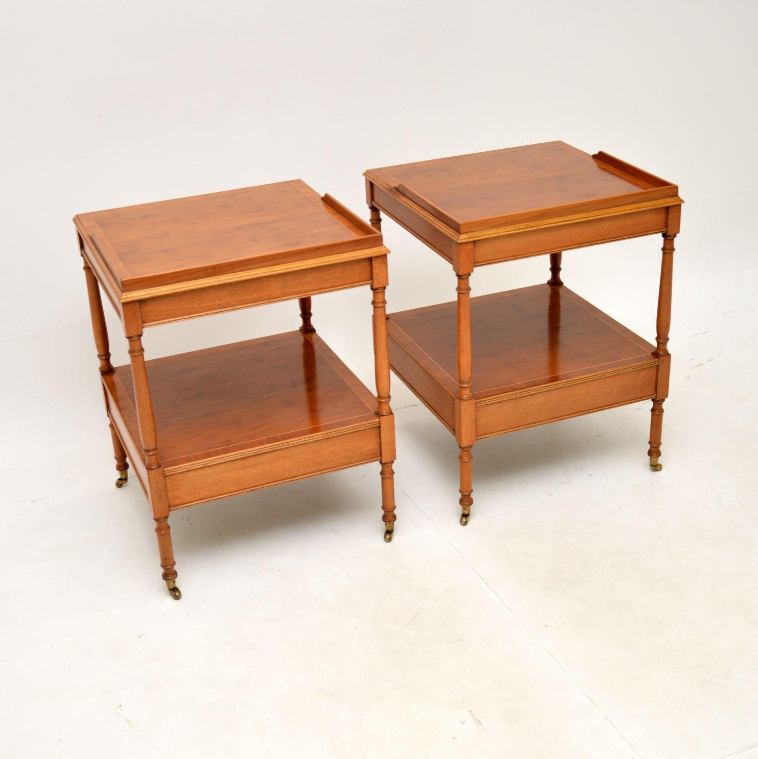 Mid-20th Century Pair of Antique Georgian Style Side Tables in Yew Wood
