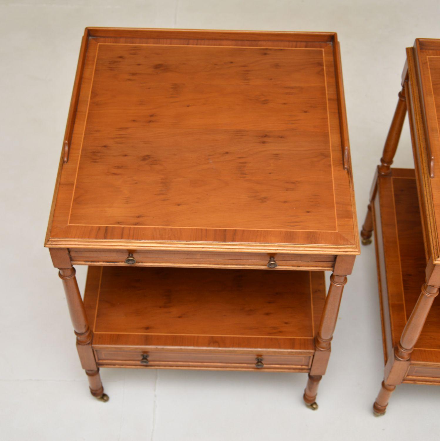 Pair of Antique Georgian Style Side Tables in Yew Wood 1