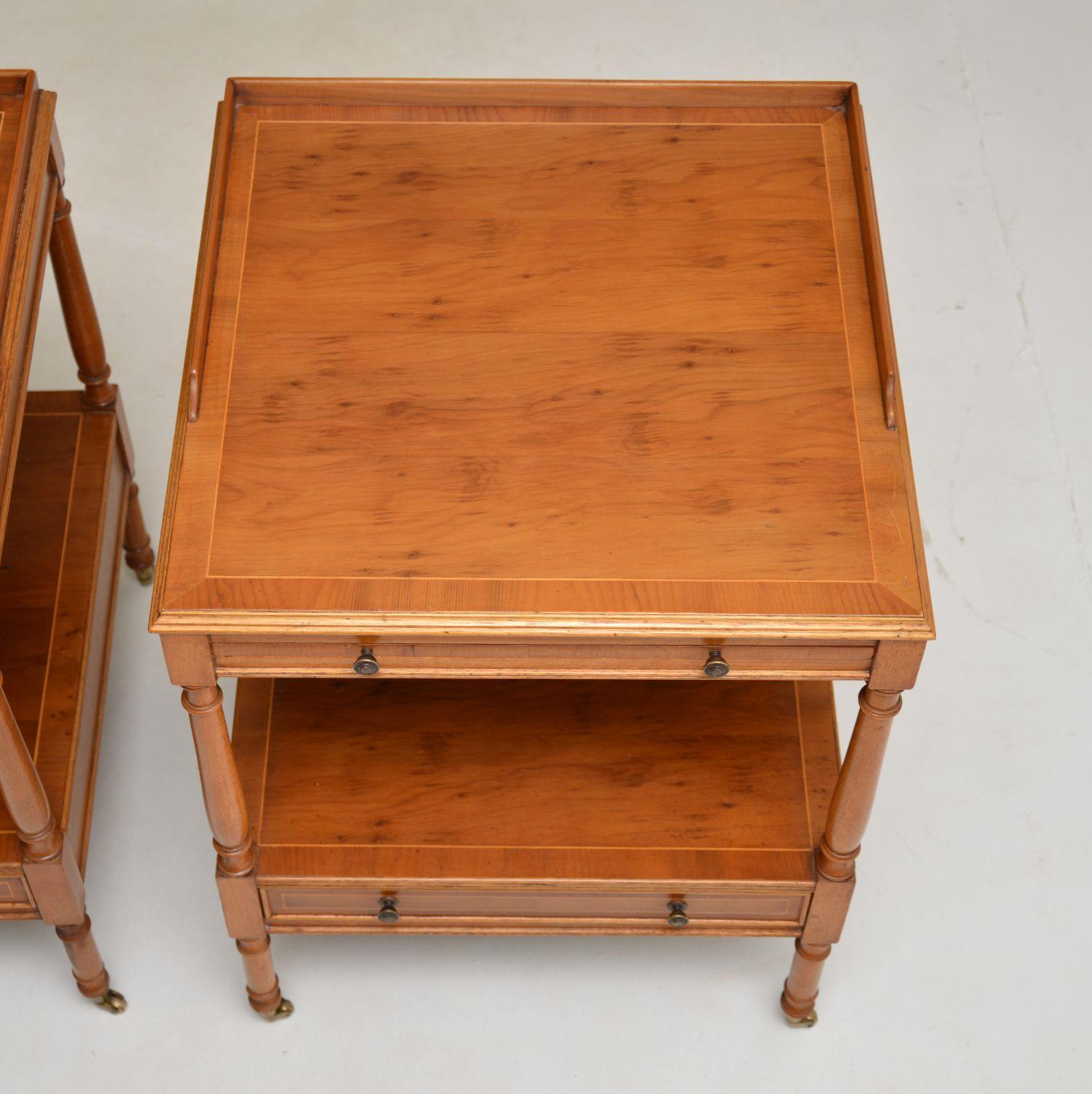 Pair of Antique Georgian Style Side Tables in Yew Wood 2