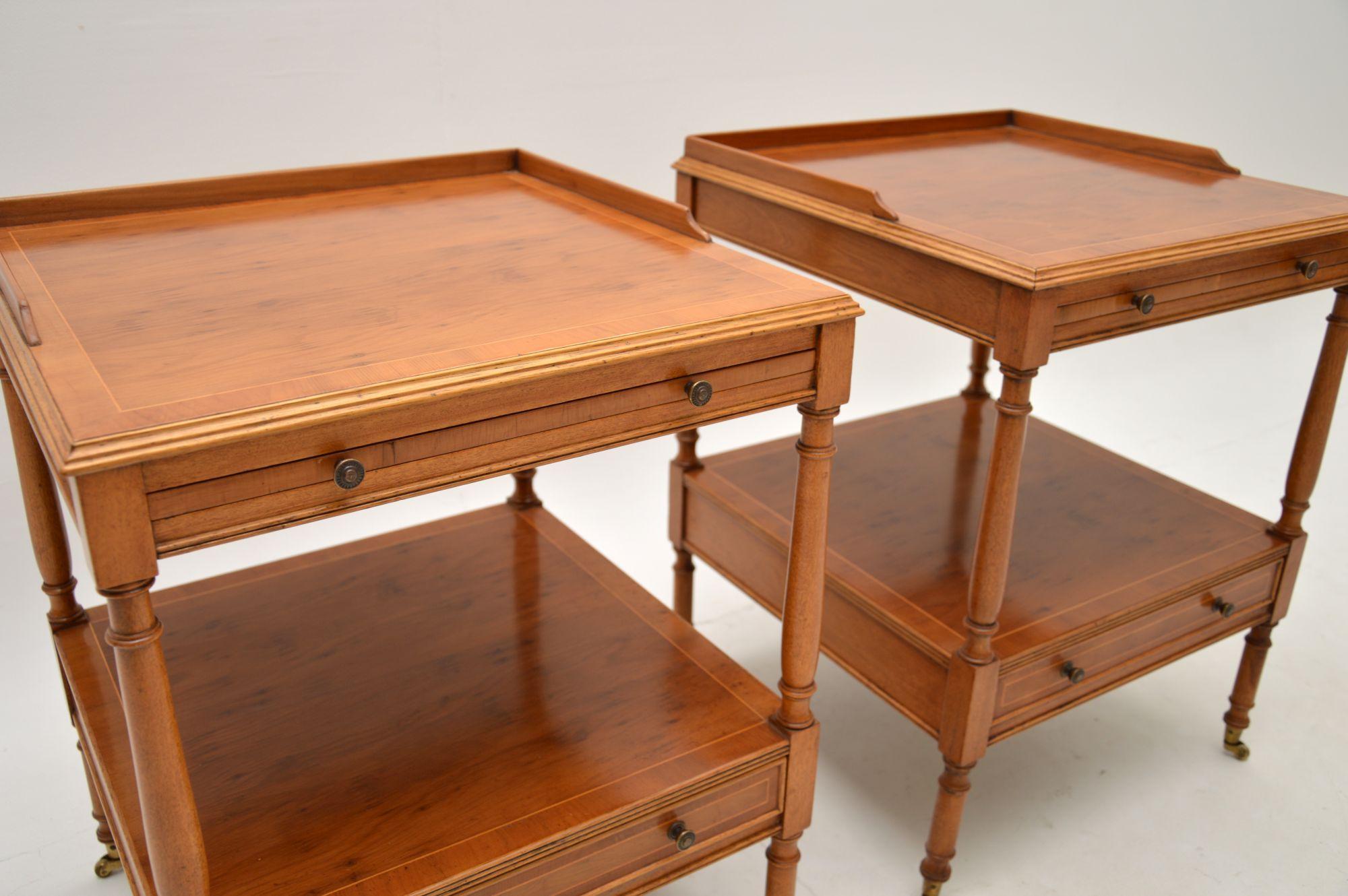 Pair of Antique Georgian Style Side Tables in Yew Wood 4