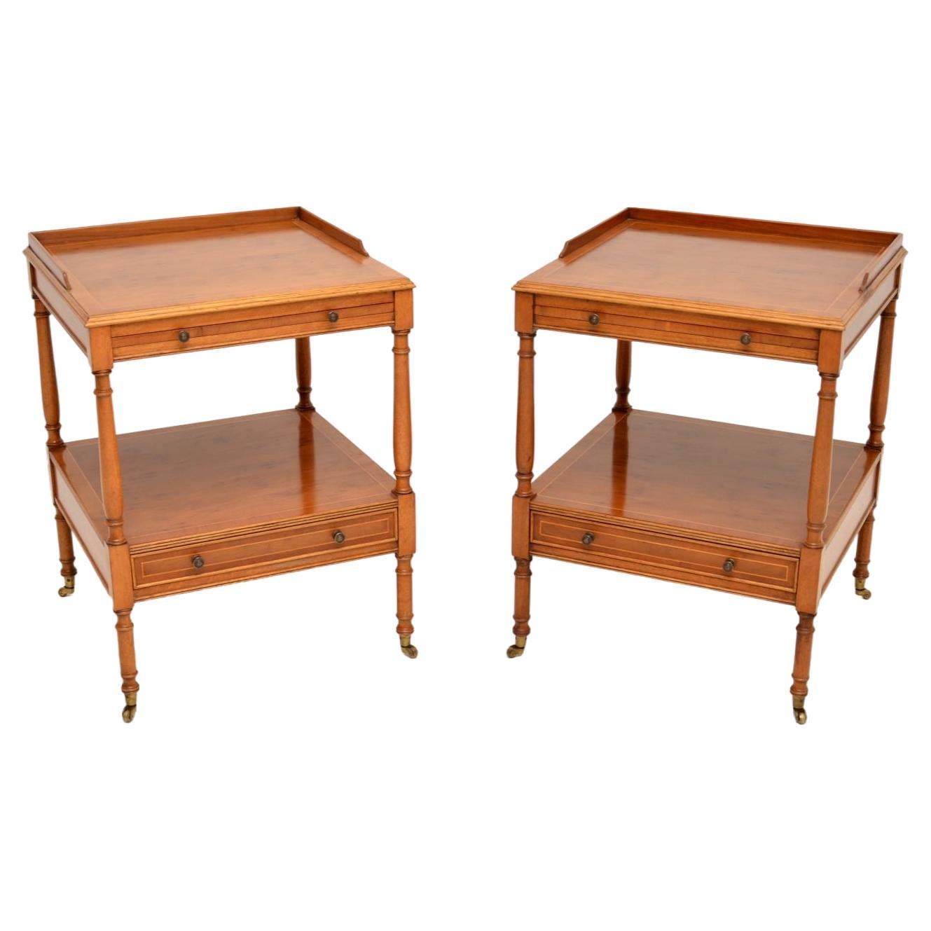 Pair of Antique Georgian Style Side Tables in Yew Wood