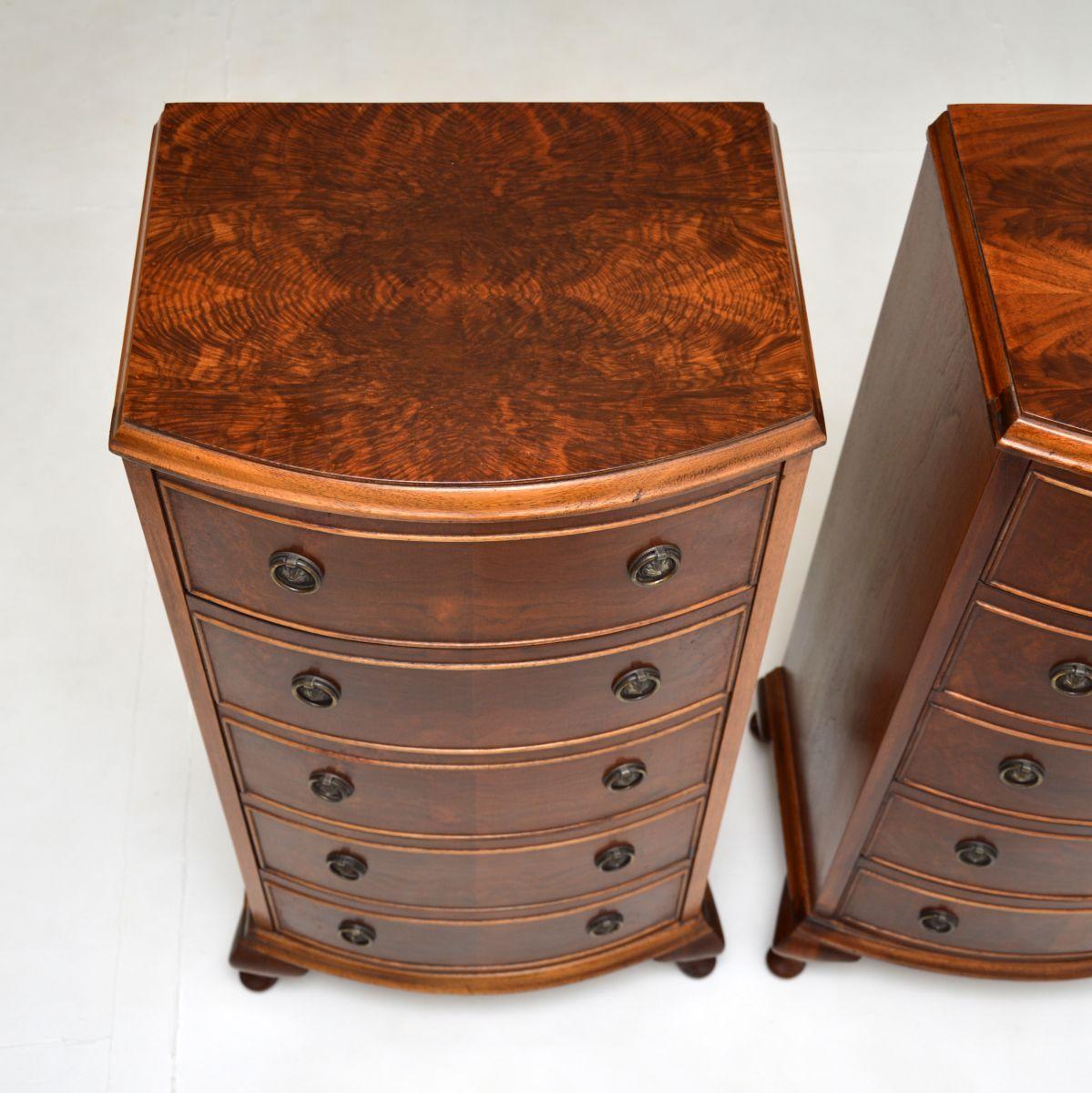 Pair of Antique Georgian Style Slim Walnut Chests of Drawers For Sale 1
