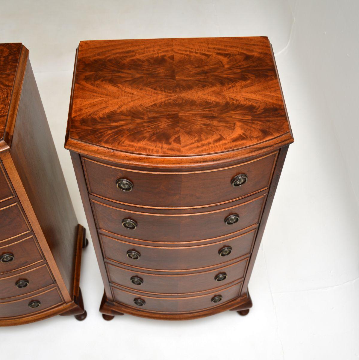 Pair of Antique Georgian Style Slim Walnut Chests of Drawers For Sale 2