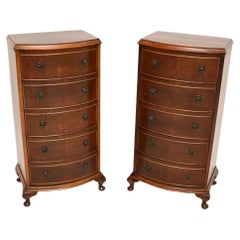 Pair of Antique Georgian Style Slim Walnut Chests of Drawers