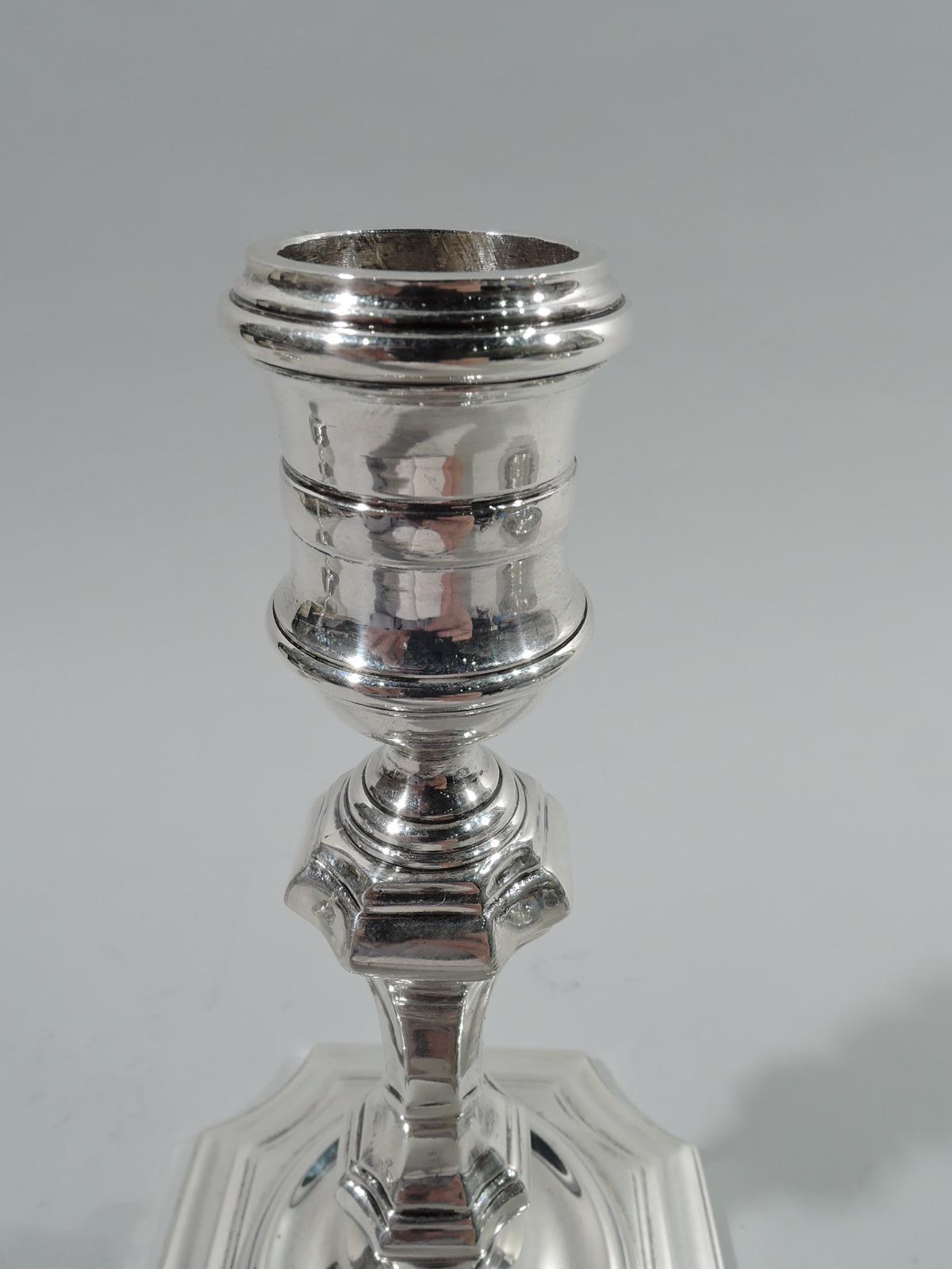American Pair of Antique Georgian-Style Sterling Silver Candlesticks