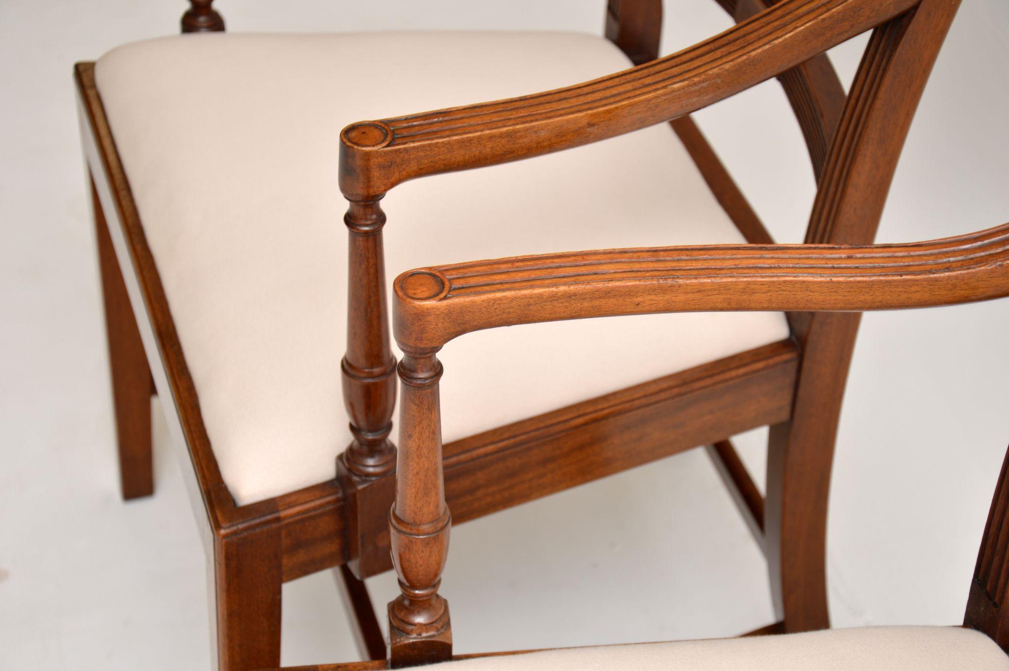 Pair of Antique Georgian Style Walnut Armchairs For Sale 5