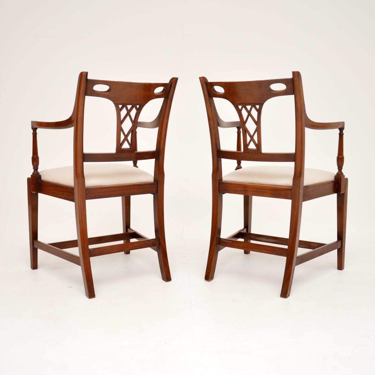 Pair of Antique Georgian Style Walnut Armchairs For Sale 7