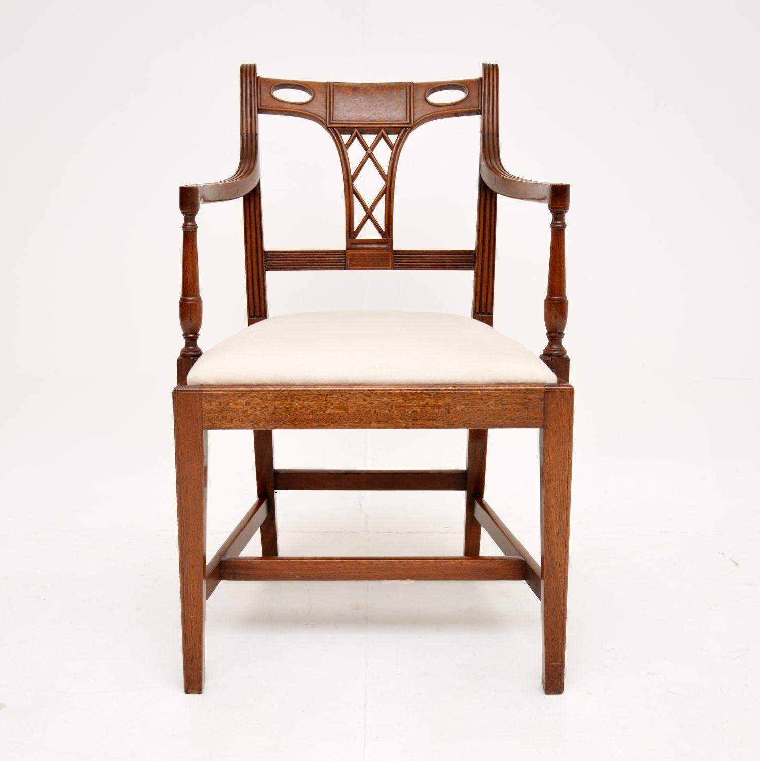 Wood Pair of Antique Georgian Style Walnut Armchairs For Sale