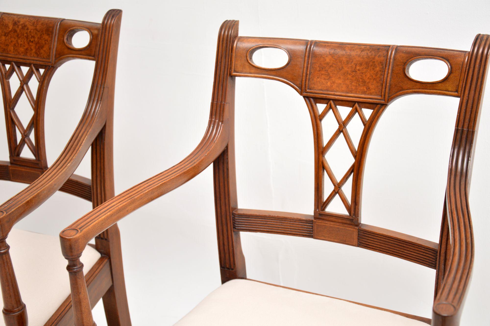 Pair of Antique Georgian Style Walnut Armchairs For Sale 2