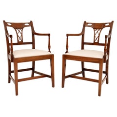 Paar antike Sessel im georgianischen Stil aus Nussbaumholz