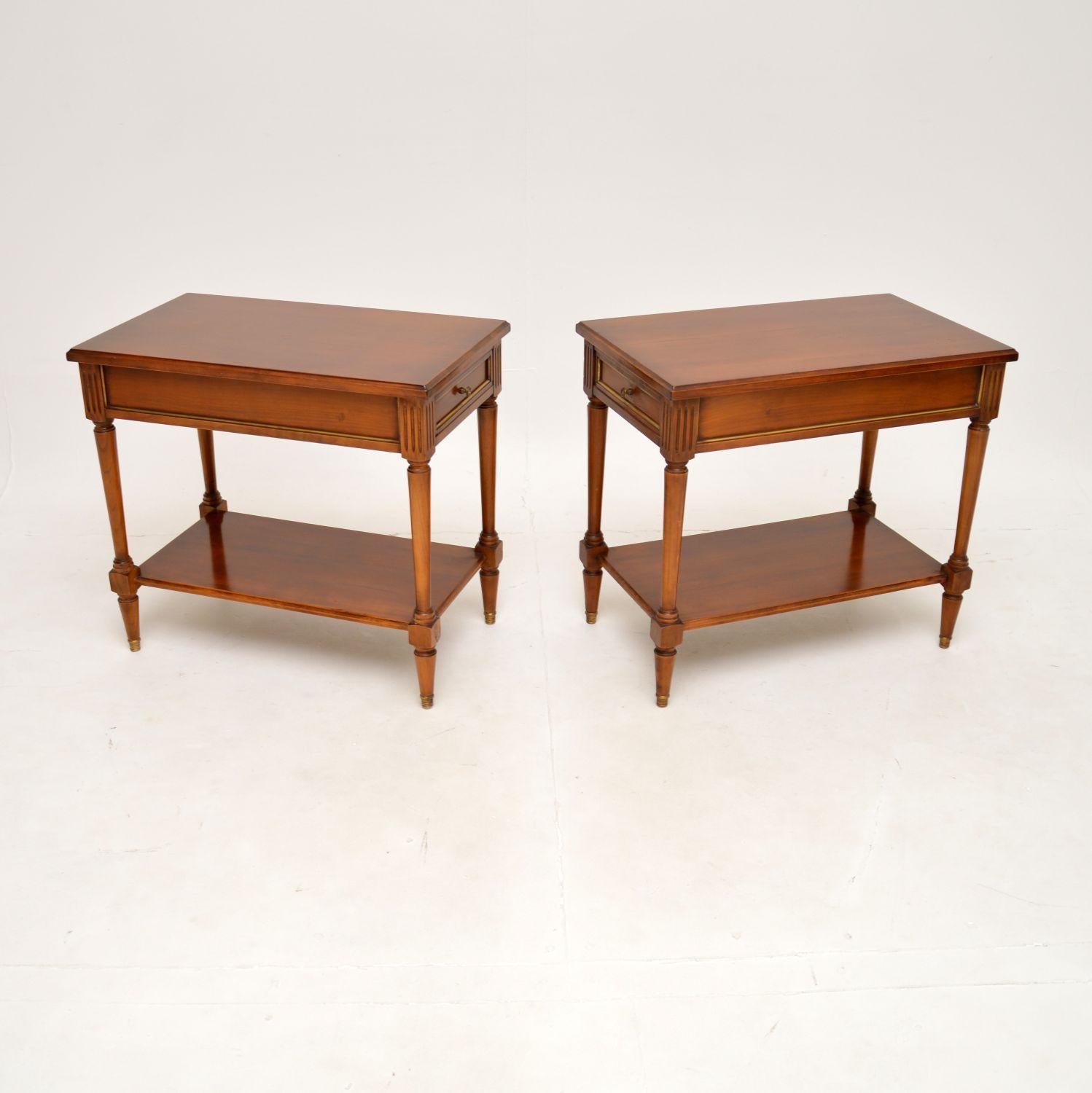 British Pair of Antique Georgian Style Walnut Side Tables