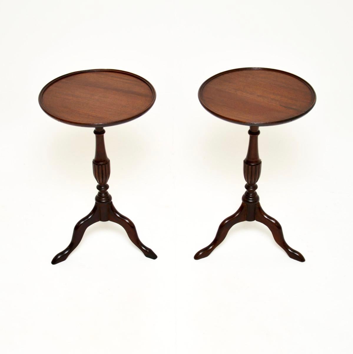 A smart and extremely well made pair of antique wine tables. They were made in England, they date from around the 1950’s.

They are of lovely quality and are a very useful size. They are perfect for resting drinks and objects, they are petite and