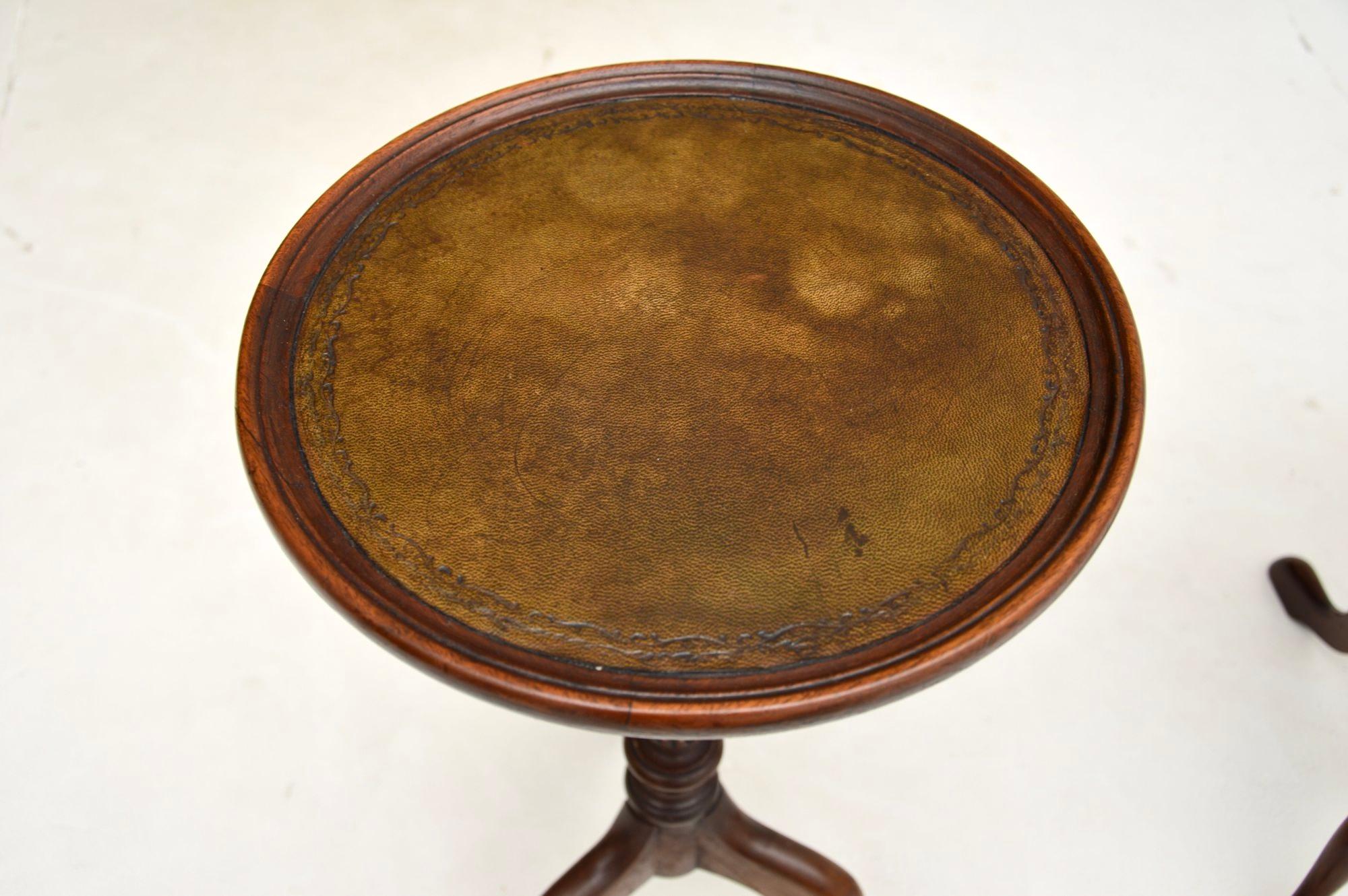 Leather Pair of Antique Georgian Style Wine Tables