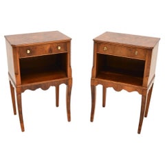 Pair of Antique Georgian Style Yew Wood Bedside Cabinets / Side Tables