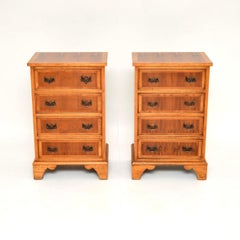 Pair of Antique Georgian Style Yew Wood Bedside Chests