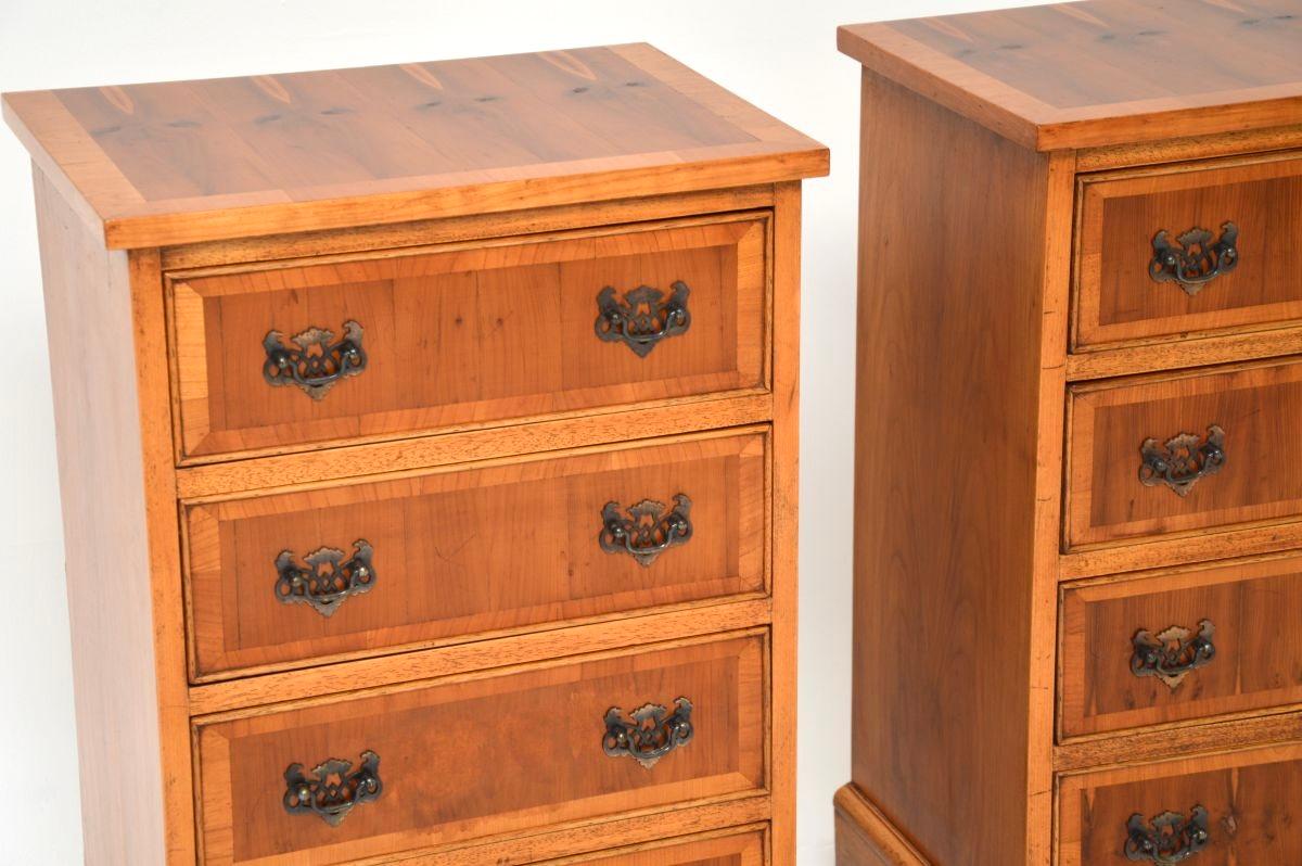 Pair of Antique Georgian Style Yew Wood Bedside Chests For Sale 2