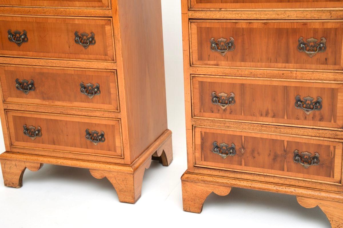Pair of Antique Georgian Style Yew Wood Bedside Chests For Sale 4
