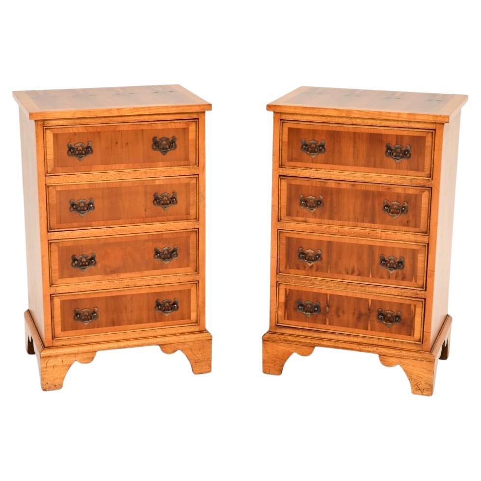 Pair of Antique Georgian Style Yew Wood Bedside Chests For Sale