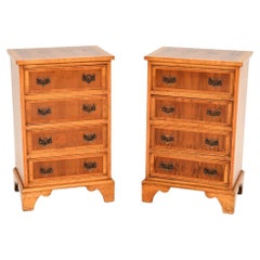 Pair of Antique Georgian Style Yew Wood Bedside Chests