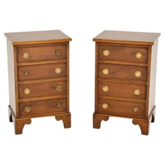 Pair of Antique Georgian Style Yew Wood Bedside Chests