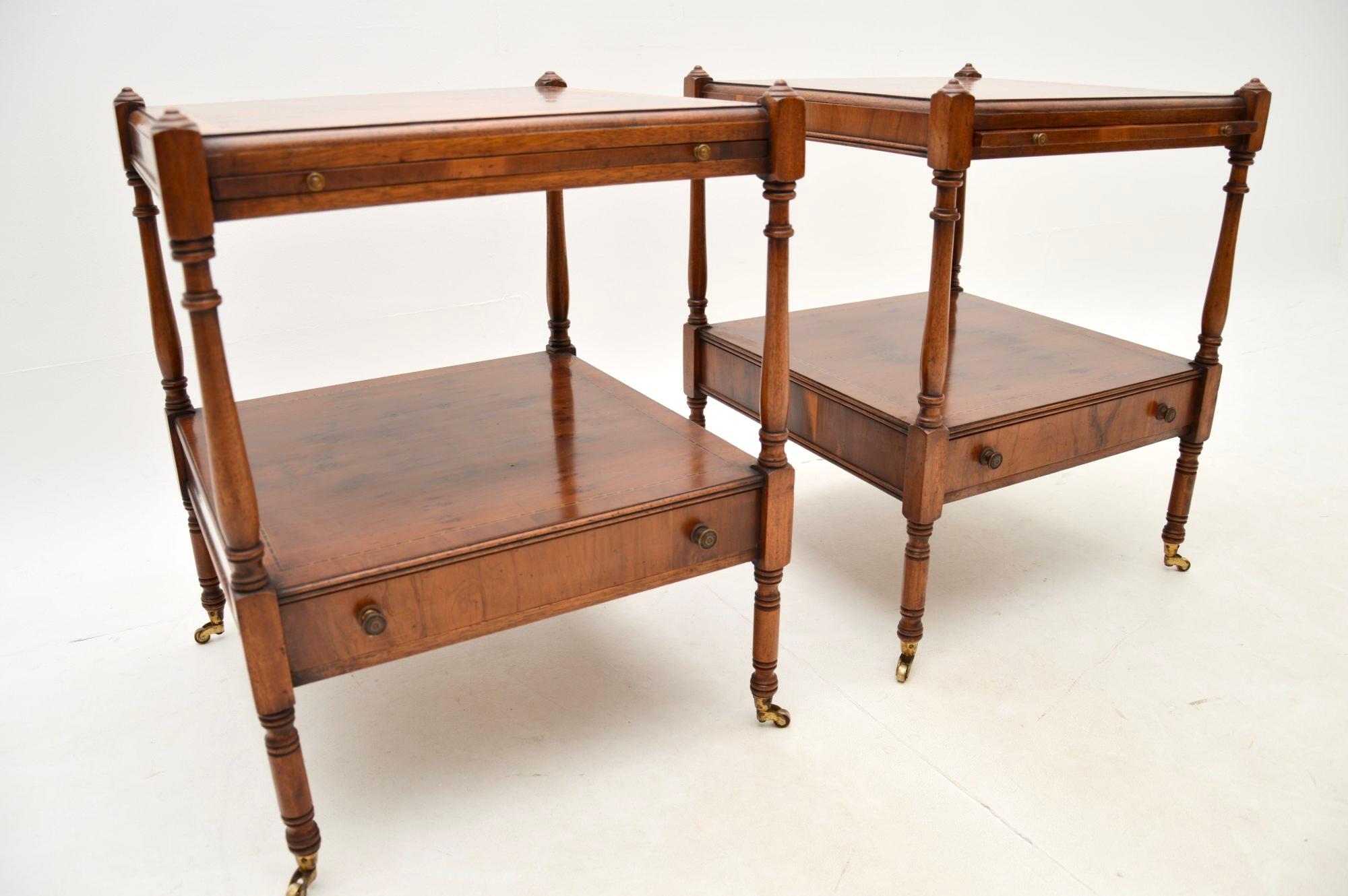 Pair of Antique Georgian Style Yew Wood Side Tables 4