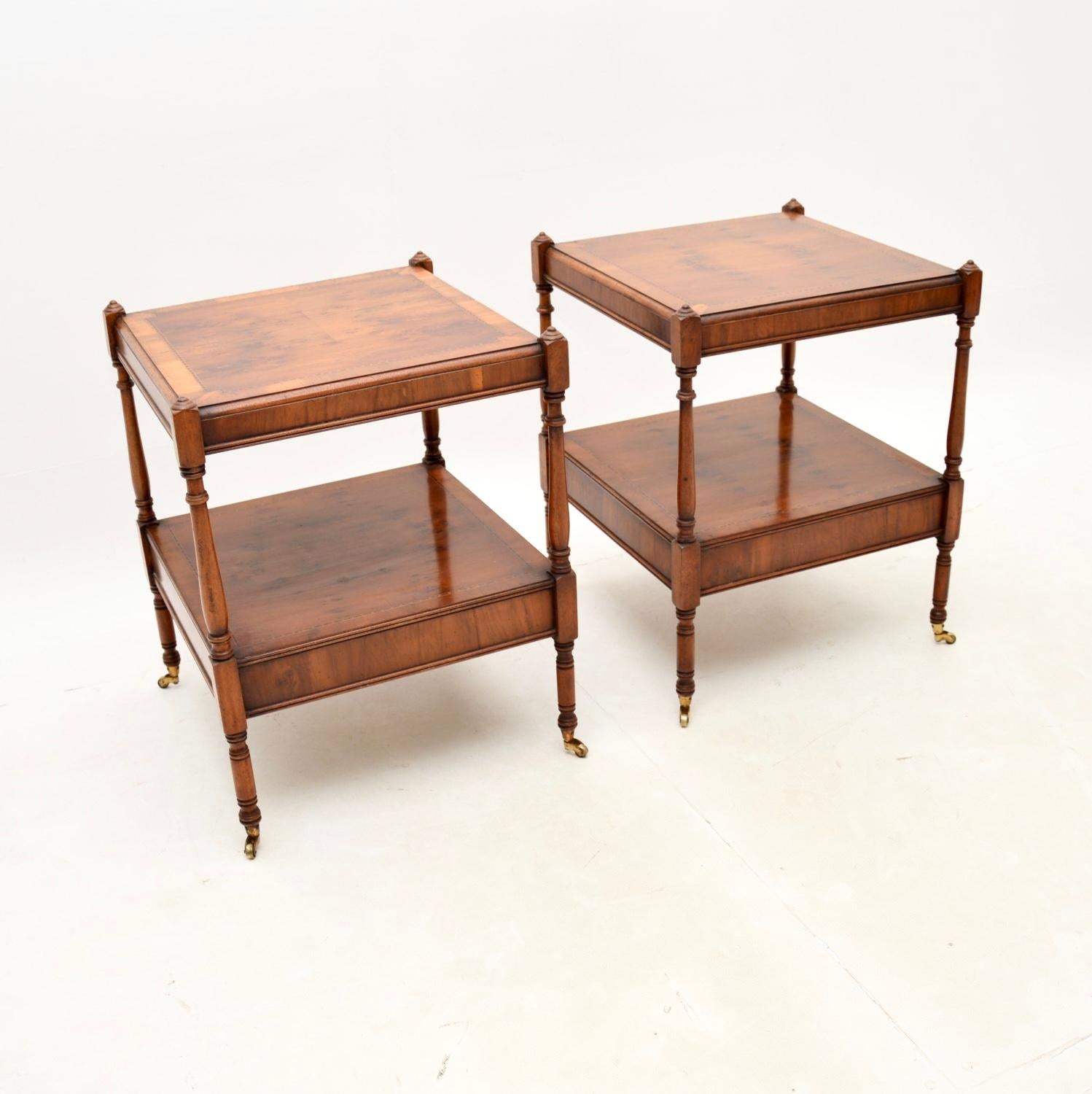 Pair of Antique Georgian Style Yew Wood Side Tables In Good Condition In London, GB