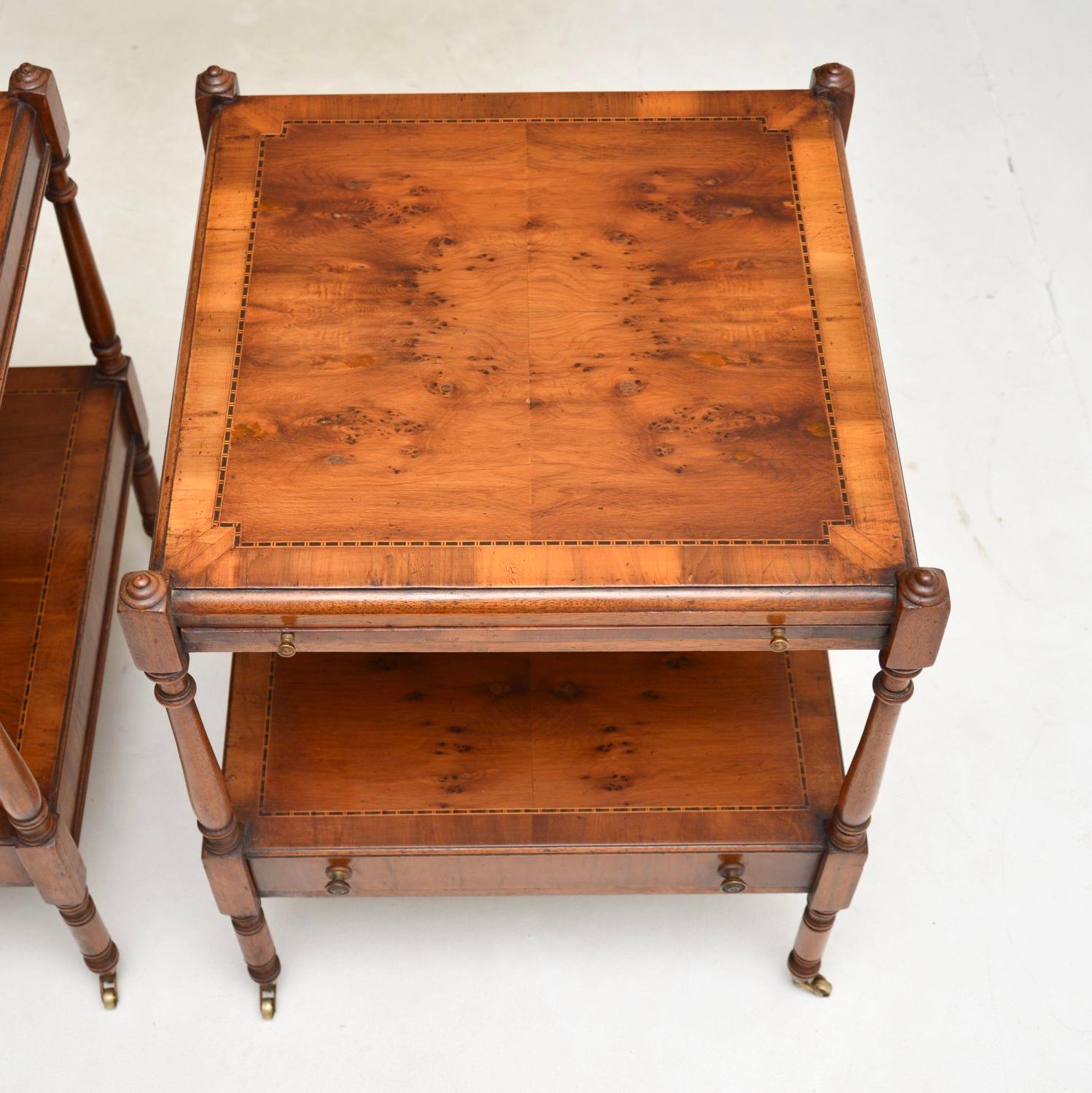 Pair of Antique Georgian Style Yew Wood Side Tables 2
