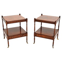Pair of Antique Georgian Style Yew Wood Side Tables Pair of Antique Georgian Style Yew Wood Side Tables