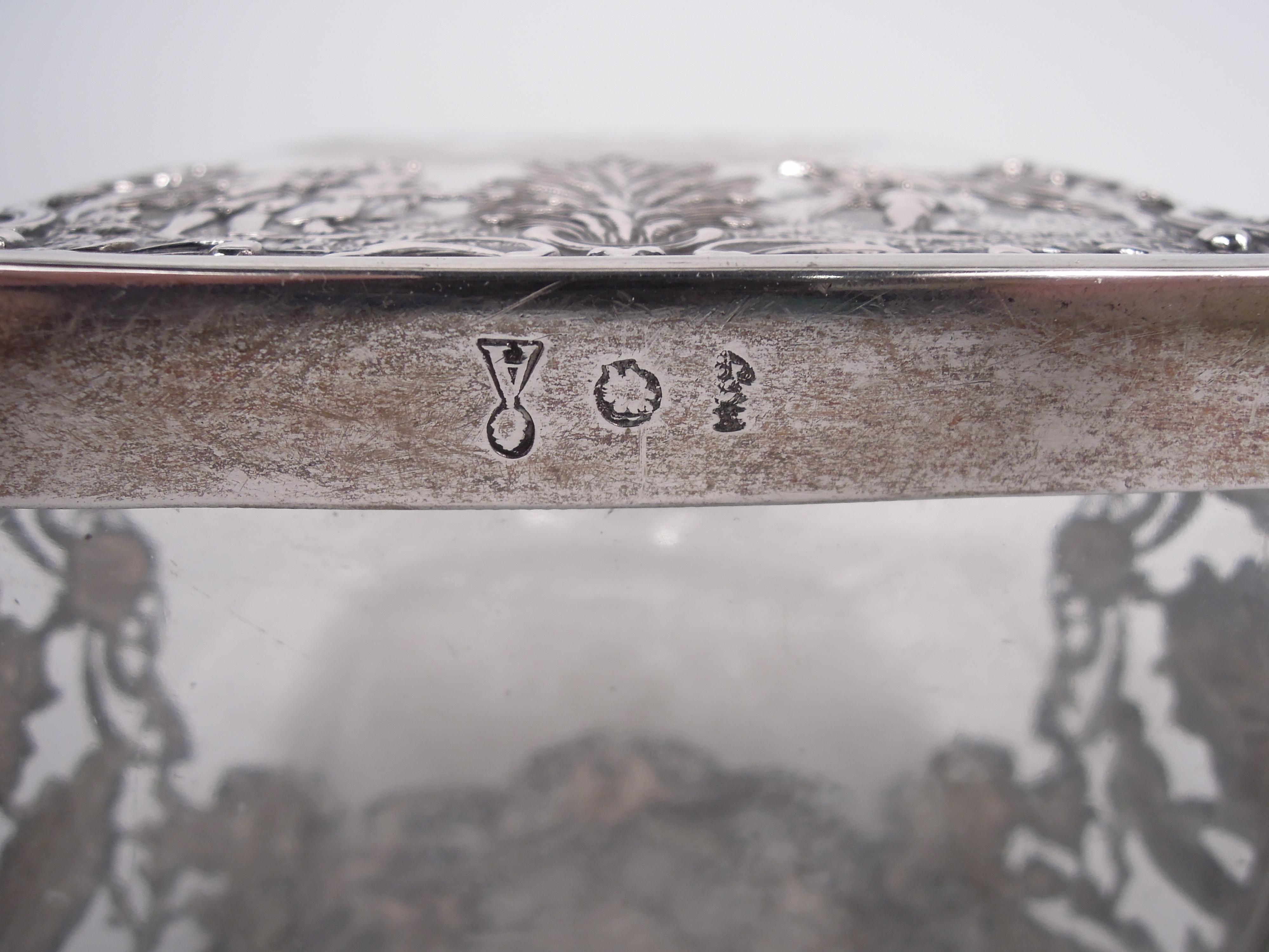 Paar antike deutsche Hanau Rokoko Silber & Glas Dekanter im Angebot 3
