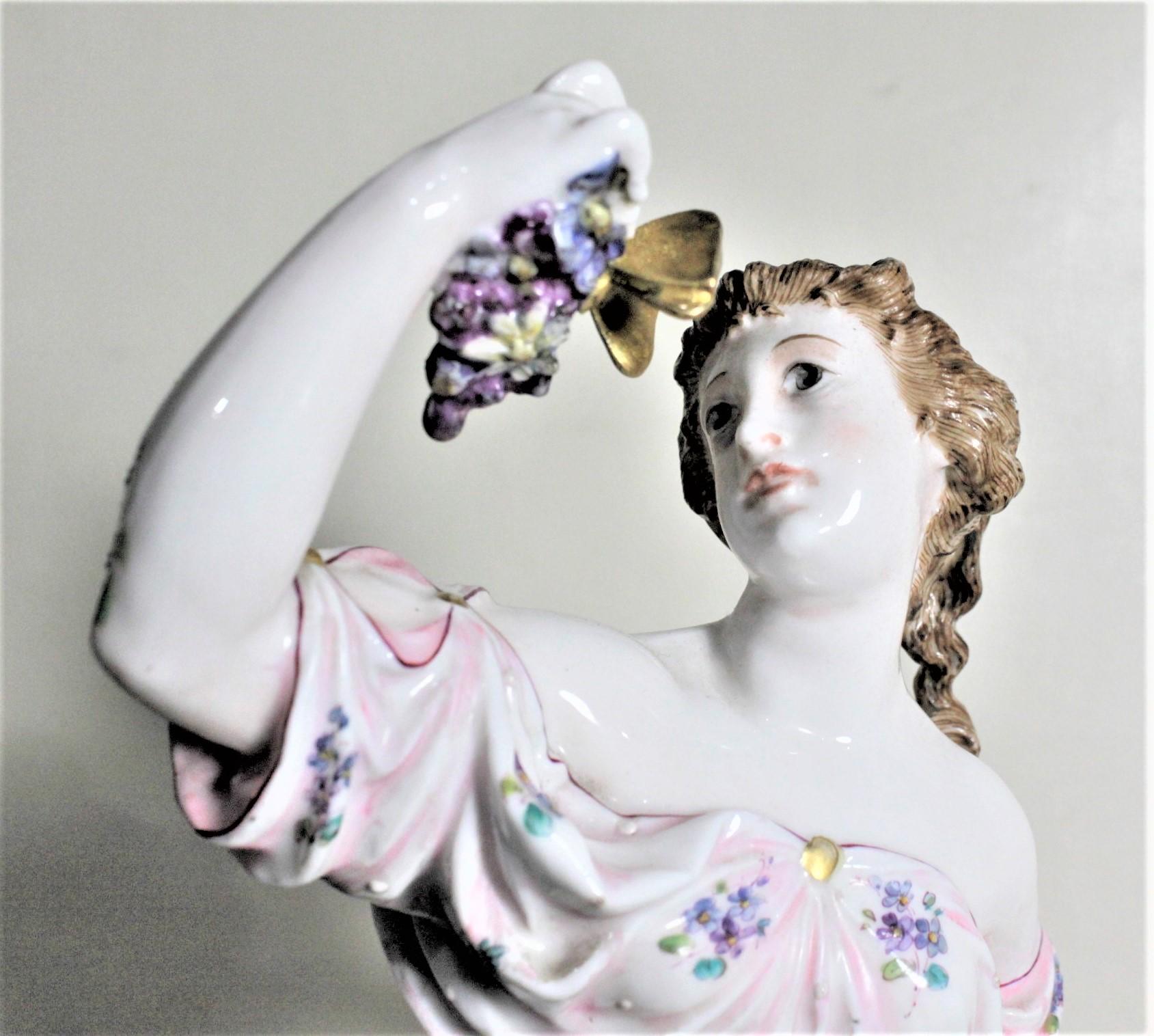 Pair of Antique German or Austrian Porcelain Female Figurines Harvesting Grapes For Sale 5