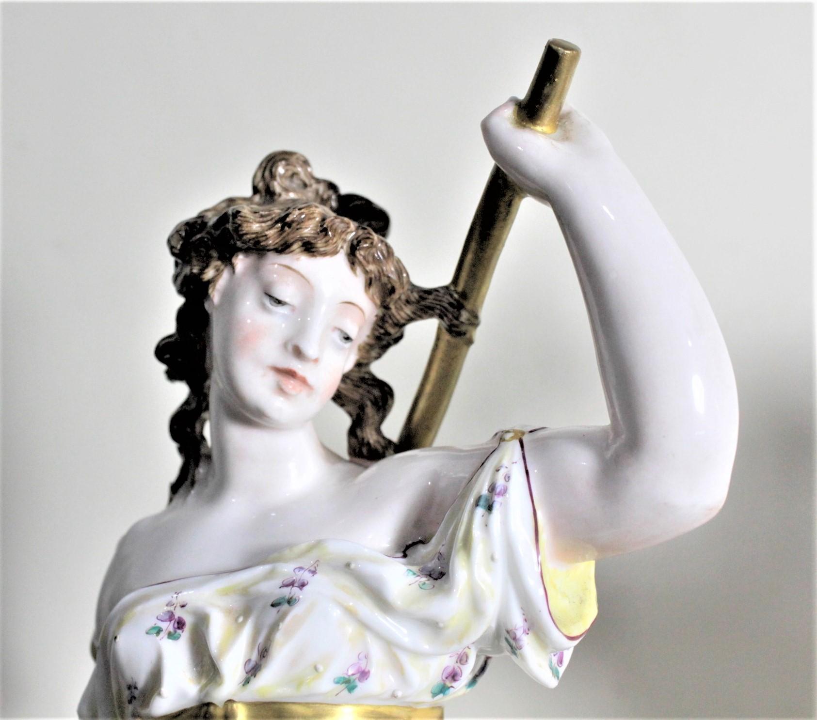 Pair of Antique German or Austrian Porcelain Female Figurines Harvesting Grapes For Sale 6