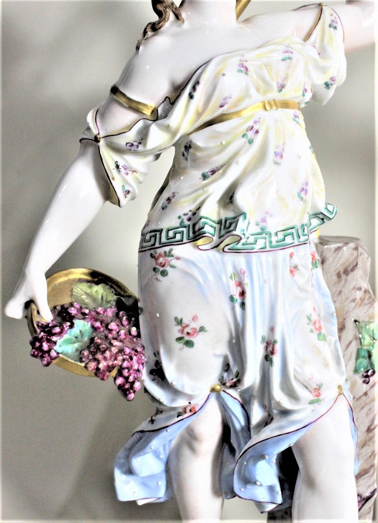 Pair of Antique German or Austrian Porcelain Female Figurines